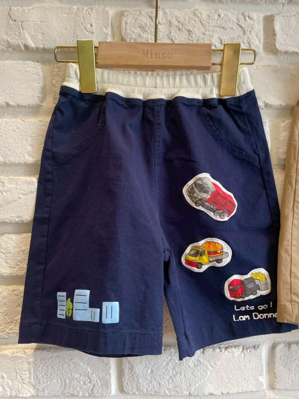 261957-2現貨夏款男童日系藍色車車短褲尺寸90-130 