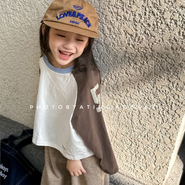 預購秋款男女童拼色上衣尺寸80-130 