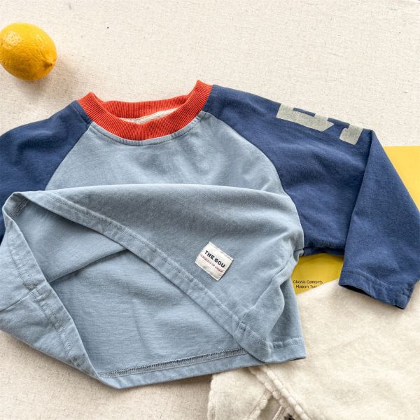 預購秋款男女童拼色上衣尺寸80-130 