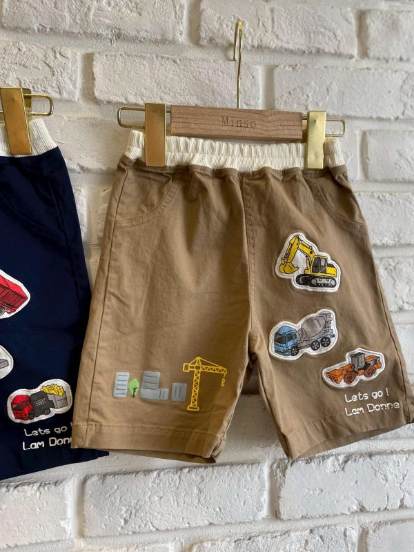 261957-1現貨夏款男童日系咖色車車短褲尺寸90-130 