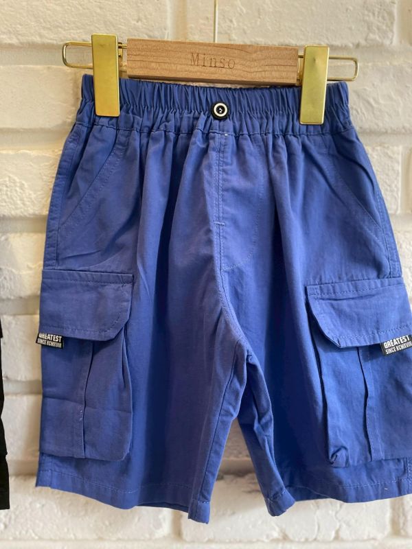 2607-3現貨男童設計款酷帥藍色工裝短褲尺寸90-130 