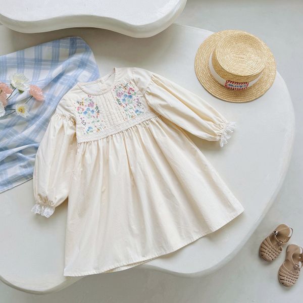 預購秋款女童法式蕾絲花邊公主連衣裙 尺寸90-140 