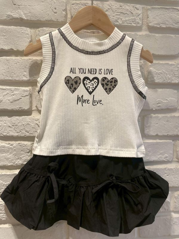 26023-現貨夏款女童豹紋愛心氣質套裝尺寸80-120 