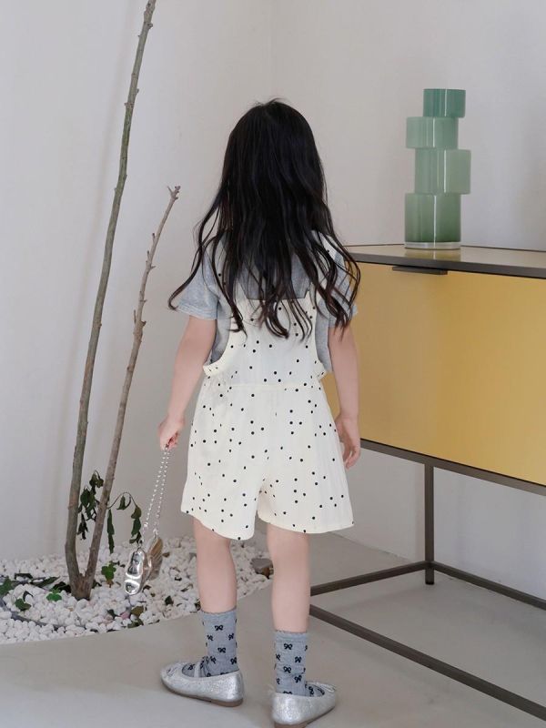 預購夏款點點母女吊帶褲親子裝 