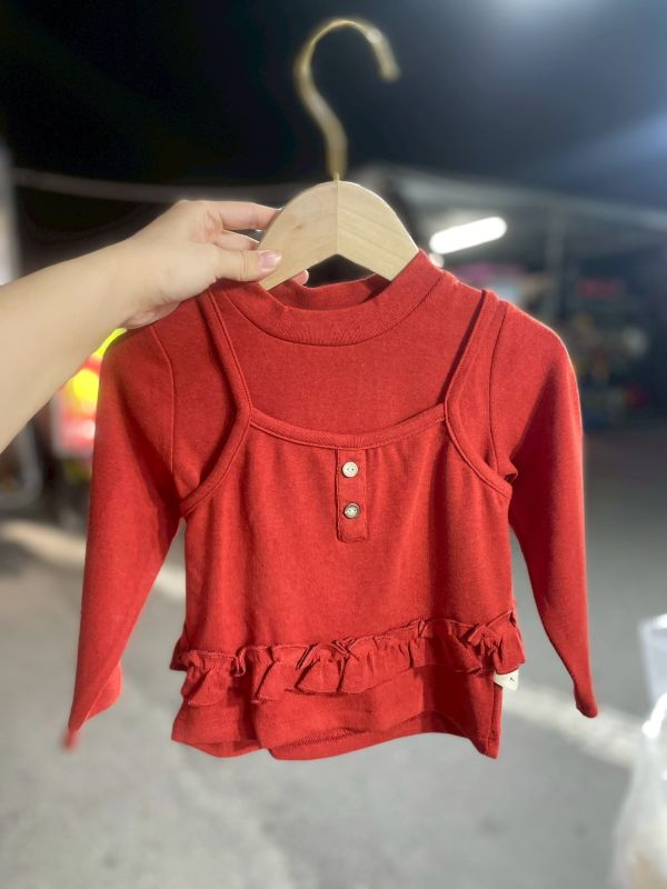 F22現貨秋款女童真兩件上衣尺寸100-140(版型偏小） 