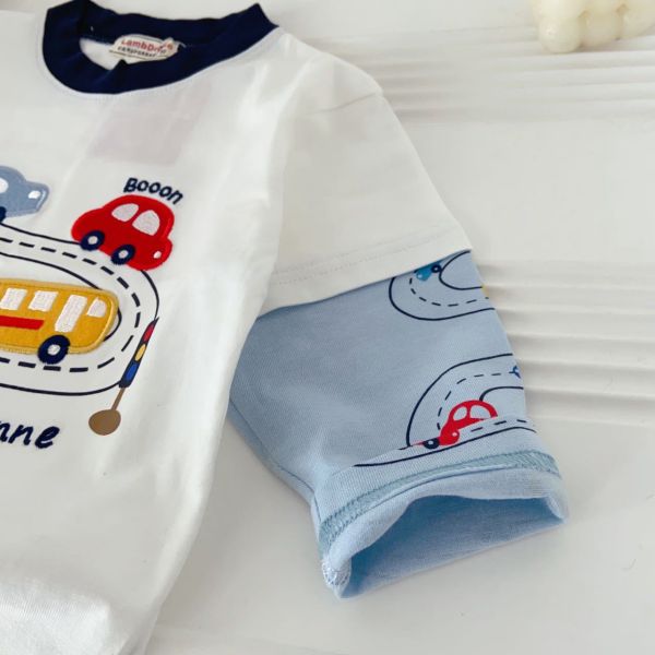 現貨+預購日單男童車車假兩件式上衣尺寸90-130 