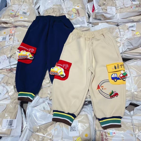現貨秋款日單男童車車棉長褲尺寸90-130 