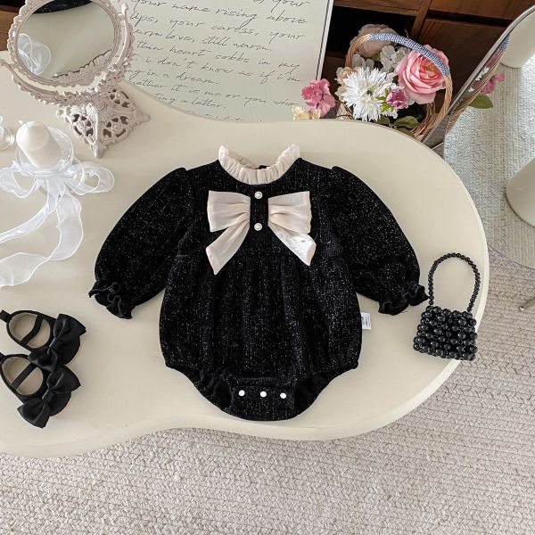 預購秋款女寶蝴蝶結連身衣尺寸66-100 