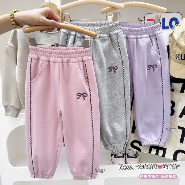 預購秋款女童蝴蝶結運動長褲尺寸100-150 