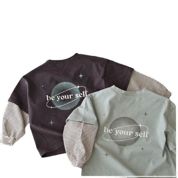 預購秋款男女童宇宙假2件上衣尺寸80-130 