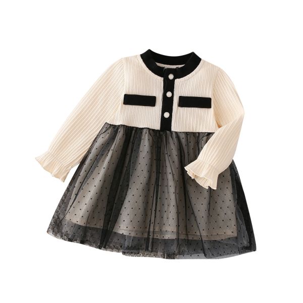 預購秋款女寶小香風公主裙網紗洋裝尺寸73-110 