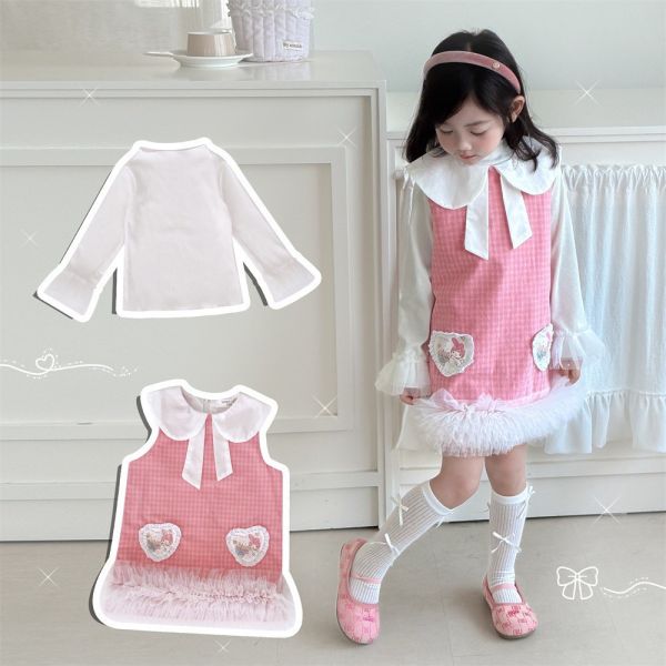 預購秋款女童甜美可愛時髦小香風連衣裙真兩件套 尺寸100-150 