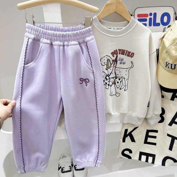 預購秋款女童蝴蝶結運動長褲尺寸100-150 