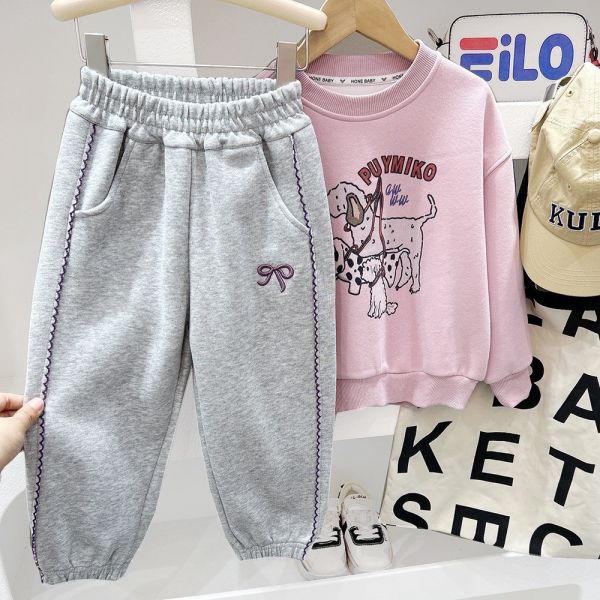 預購秋款女童蝴蝶結運動長褲尺寸100-150 