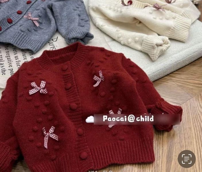 006 現貨女童蝴蝶結針織外套 