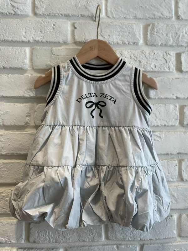 26022-1現貨夏款女童灰色蝴蝶結蓬蓬洋裝尺寸80-120 