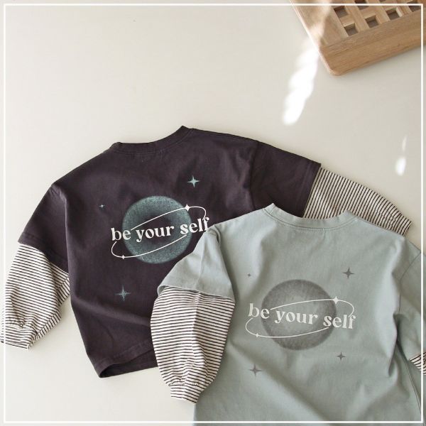 預購秋款男女童宇宙假2件上衣尺寸80-130 