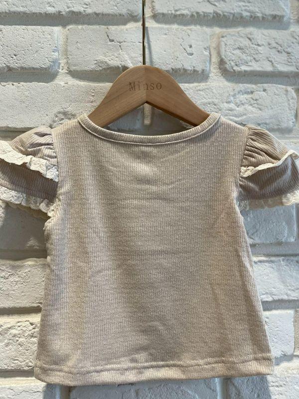 26153-3現貨夏款女童奶茶色簡約短版上衣尺寸80-120 