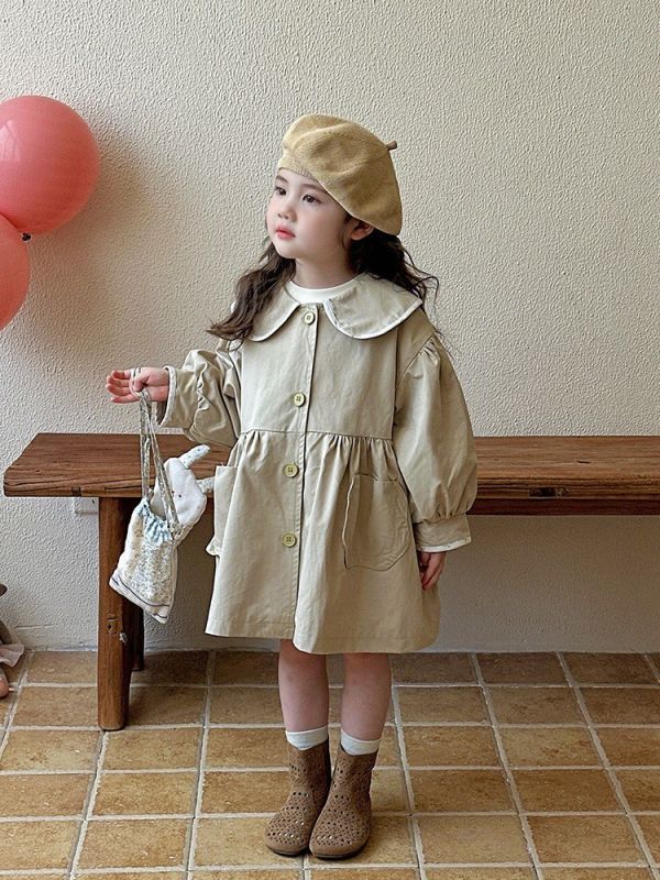 預購秋款女童風衣外套尺寸80-130 