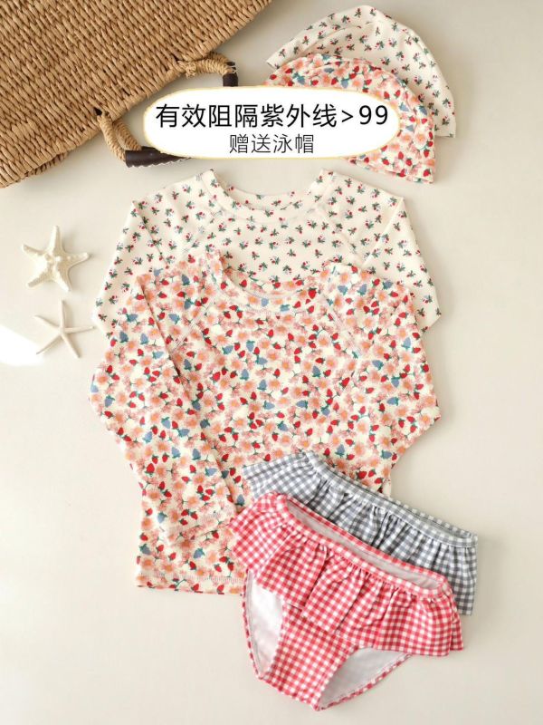 預購夏款女童泳衣寶寶防曬速乾度假套裝 