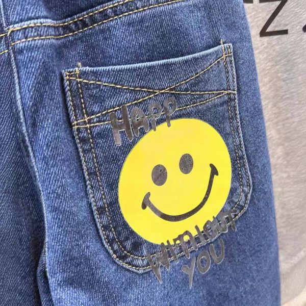 預購秋款男童微笑牛仔長褲尺寸110-150 