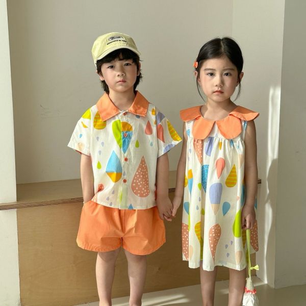 【預購】夏款-男女童多巴胺度假手足套裝 
