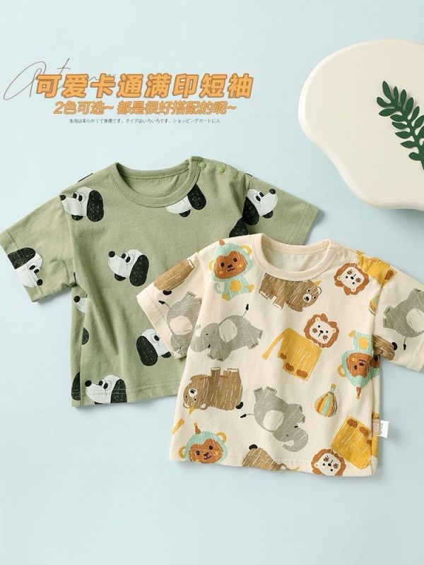 【預購】夏款-男女寶寶動物純棉上衣 