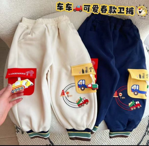 現貨秋款日單男童車車棉長褲尺寸90-130 