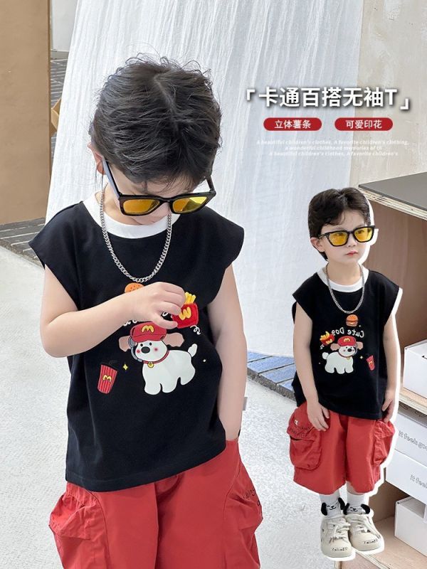 【預購】夏款-男童韓系狗狗立體薯條背心 