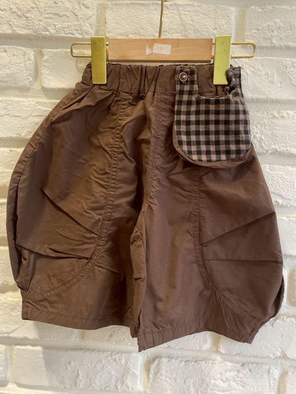 CF611-1現貨男童設計款咖色氣球拼接口袋短褲尺寸90-130 