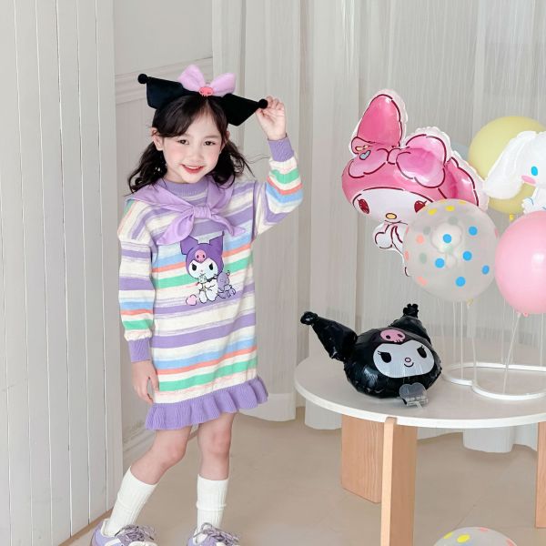 預購秋款日系甜美可愛公主海軍領毛衣裙尺寸100-150 