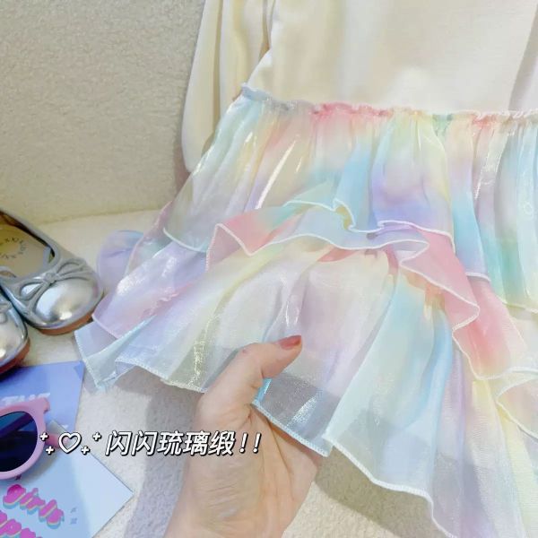 預購秋款日系甜美可愛公主蛋糕網紗蓬蓬洋裝尺寸100-150 