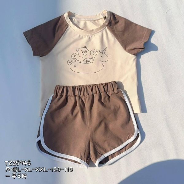 25945現貨夏款EPK男女寶凉感棉熊熊套裝尺寸80-110 