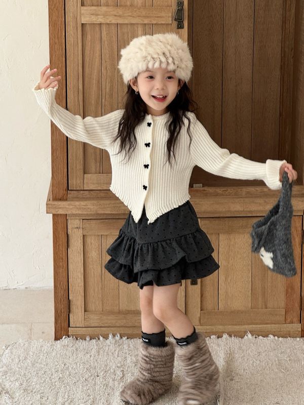 預購秋款女童不規則修身喇叭袖針織毛衣 尺寸90-150 