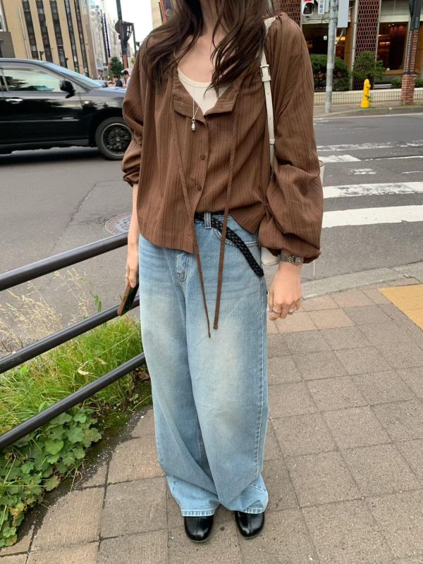 領口綁繩氣質開襟衫 
