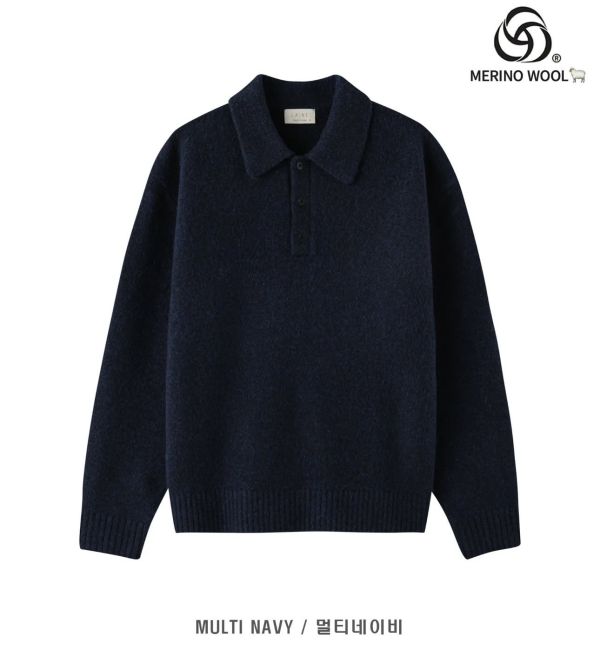 男裝-POLO領美麗諾羊毛衣 