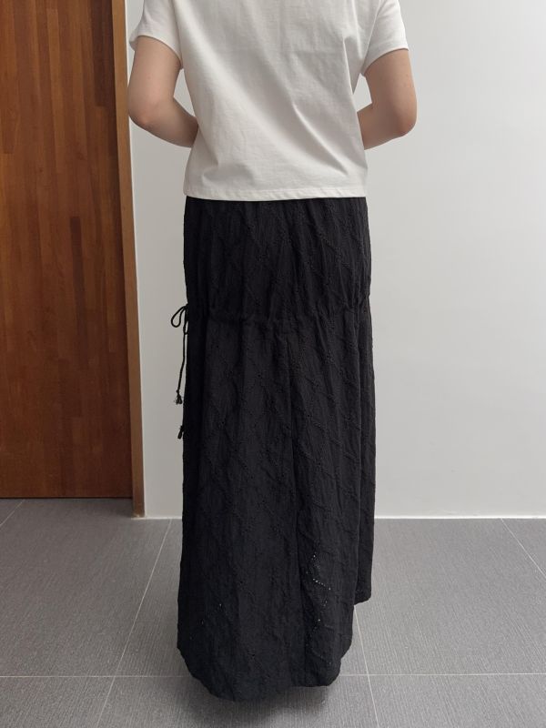 低調花花紋側綁繩裙 