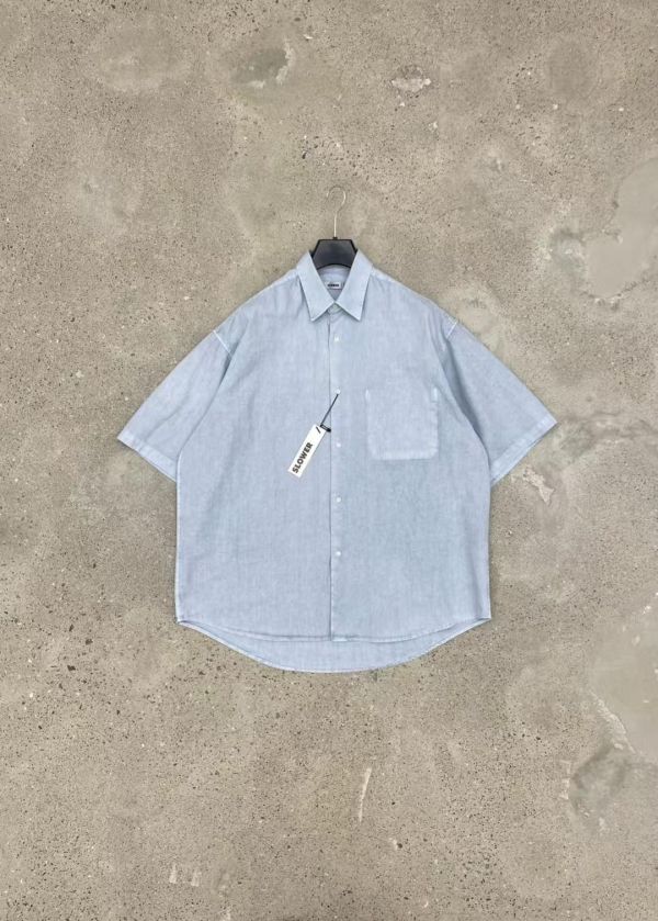 (男裝)休閒寬鬆短襯衫 