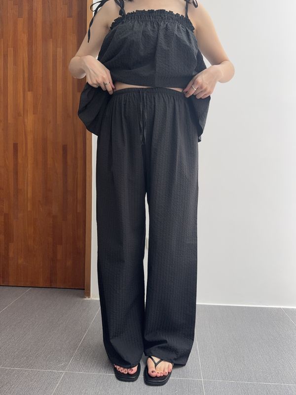 細直紋夏日休閒舒服褲 