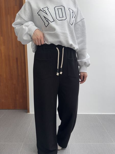 腿最直口袋綁繩休閒褲 