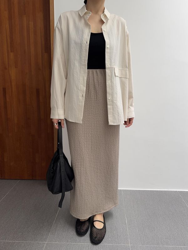 氣質泡泡紋長裙 