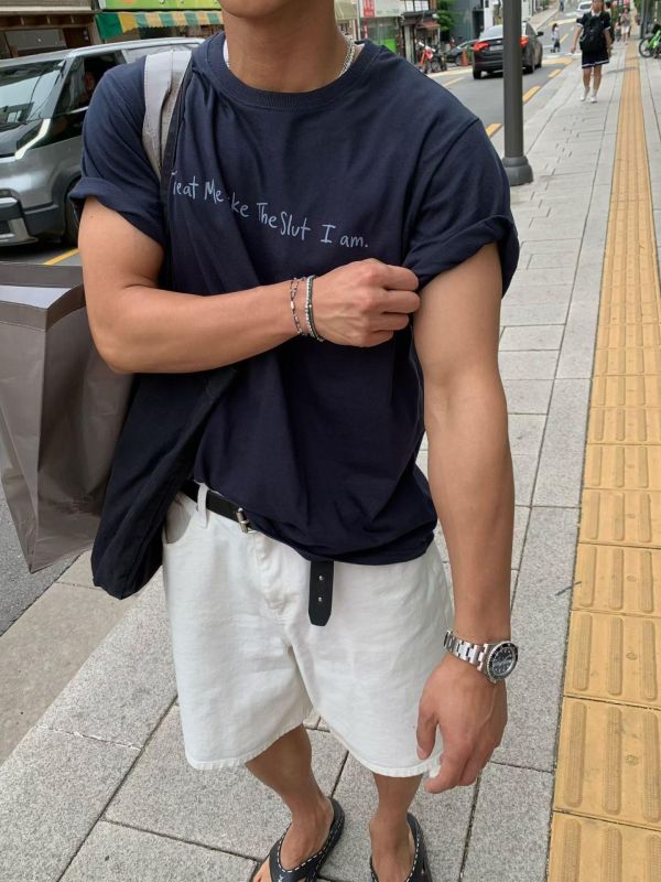 (男裝)百搭純白牛仔短褲 