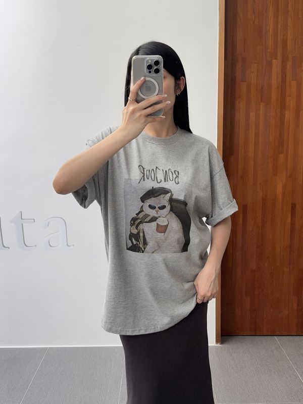 法式慵懶貓貓寬鬆T 
