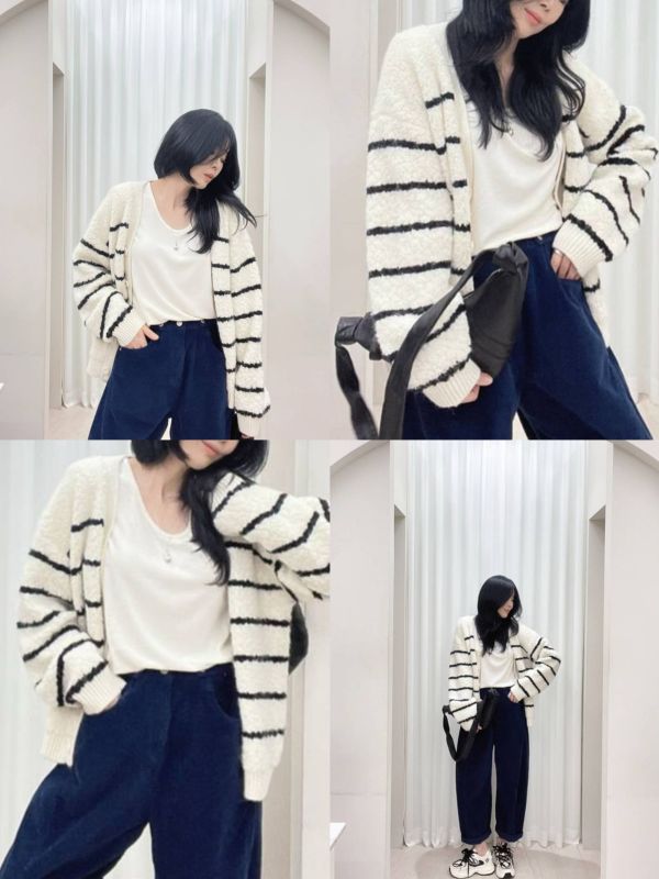 百搭氣質條紋針織外套 