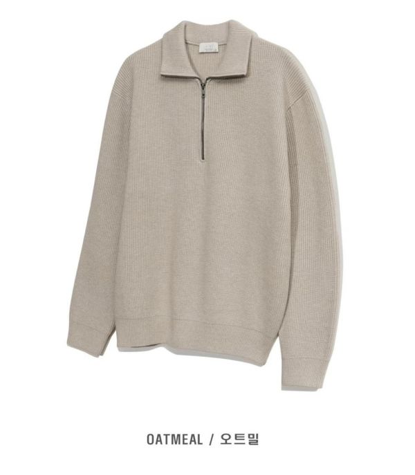男裝-拉鏈翻領針織上衣 