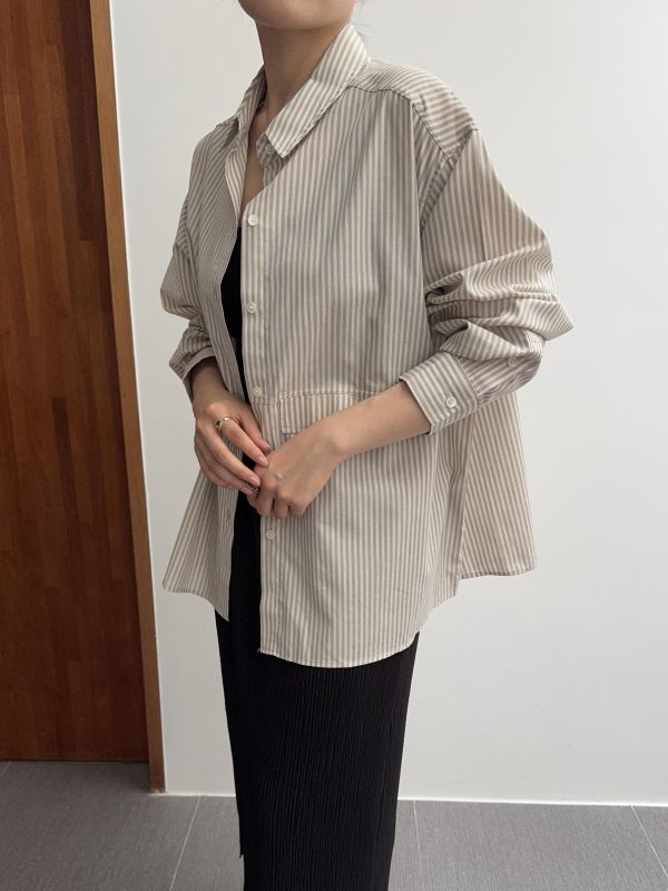 慵懶不對稱假口袋襯衫 