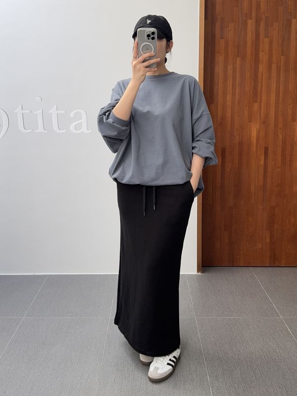 休閒素面寬鬆長版Tee 