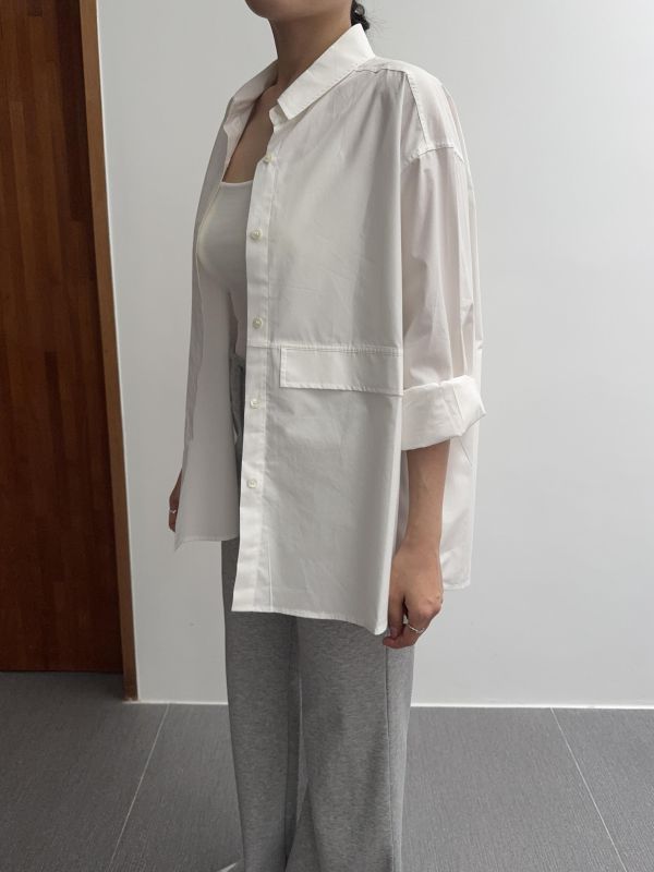 慵懶不對稱假口袋襯衫 