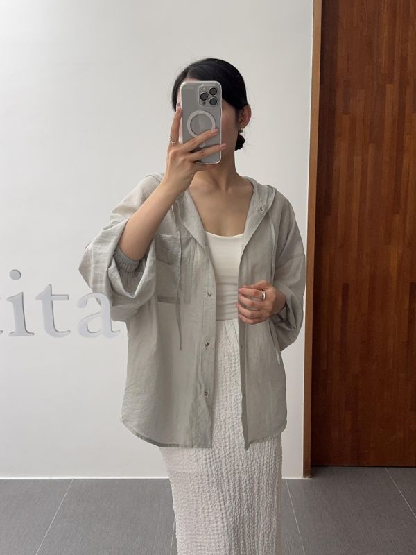 空氣感天絲連帽襯衫 