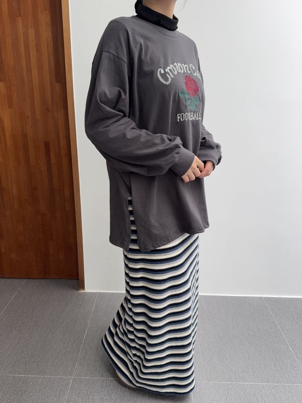 刺繡玫瑰休閒長T 